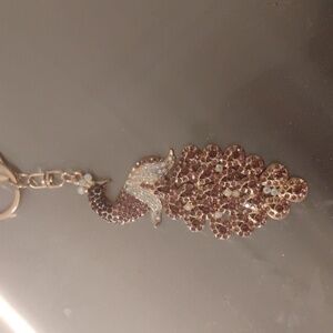 Large Purple rhinestone peacock bag charm